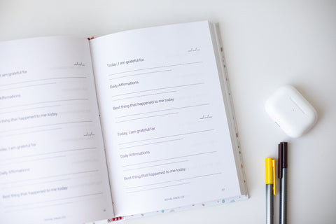 Cover of a Gratitude Journal featuring a beautifully designed cover with elegant illustrations